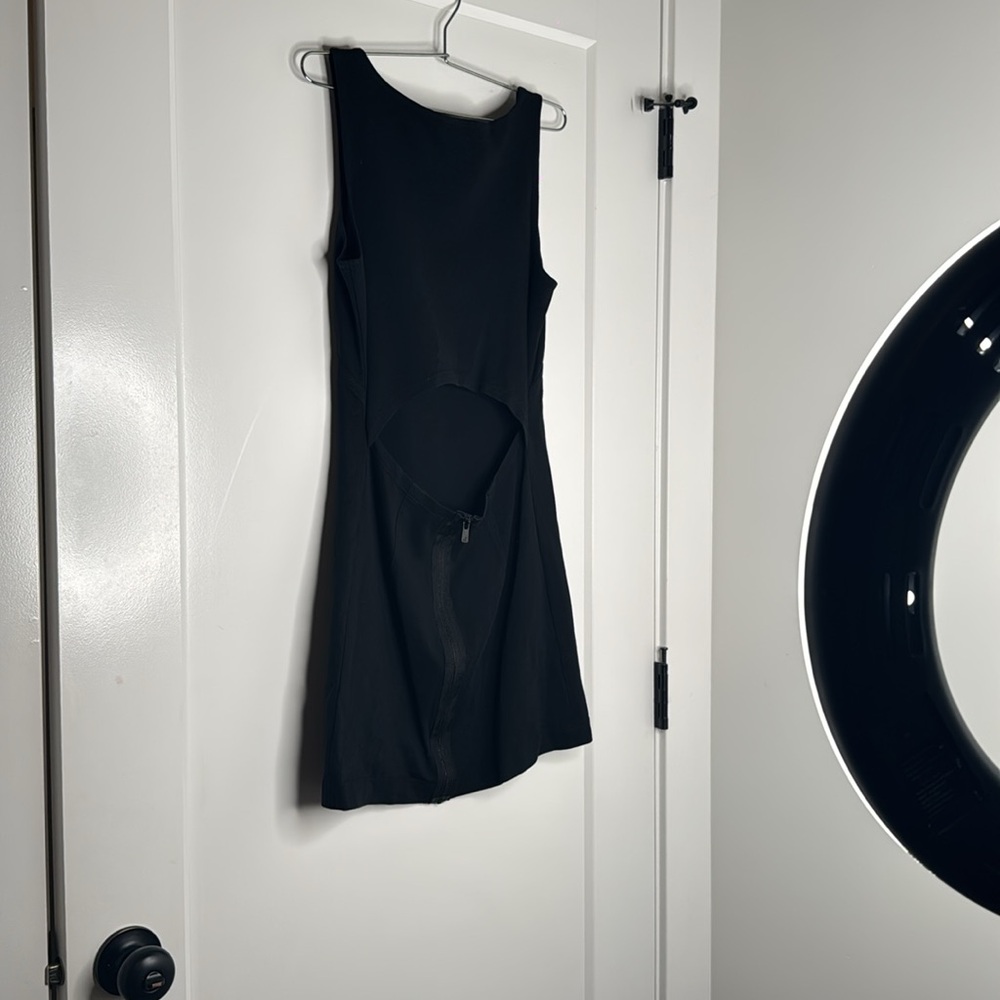 Theory Black Sleeveless Cutout Back Skater Dress